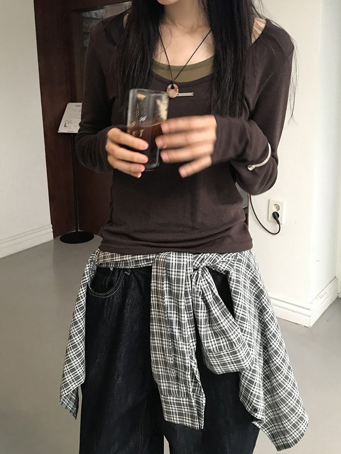 美色鐵扣前後兩穿上衣