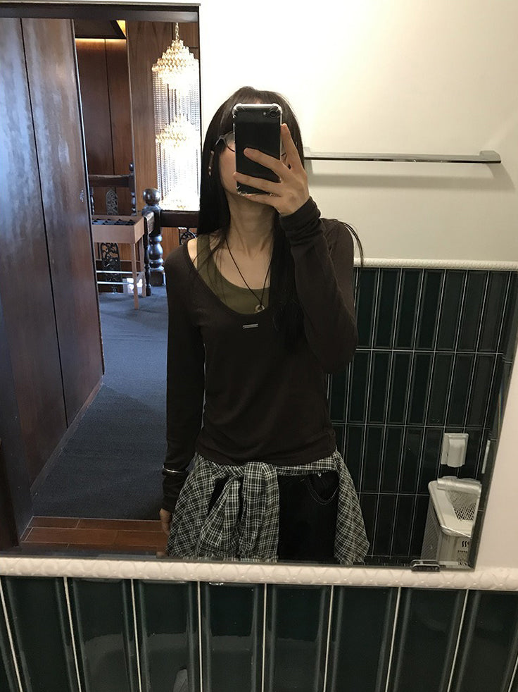 美色鐵扣前後兩穿上衣
