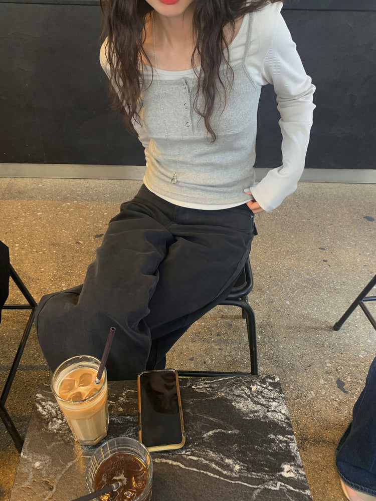 暗扣胸線細節背心