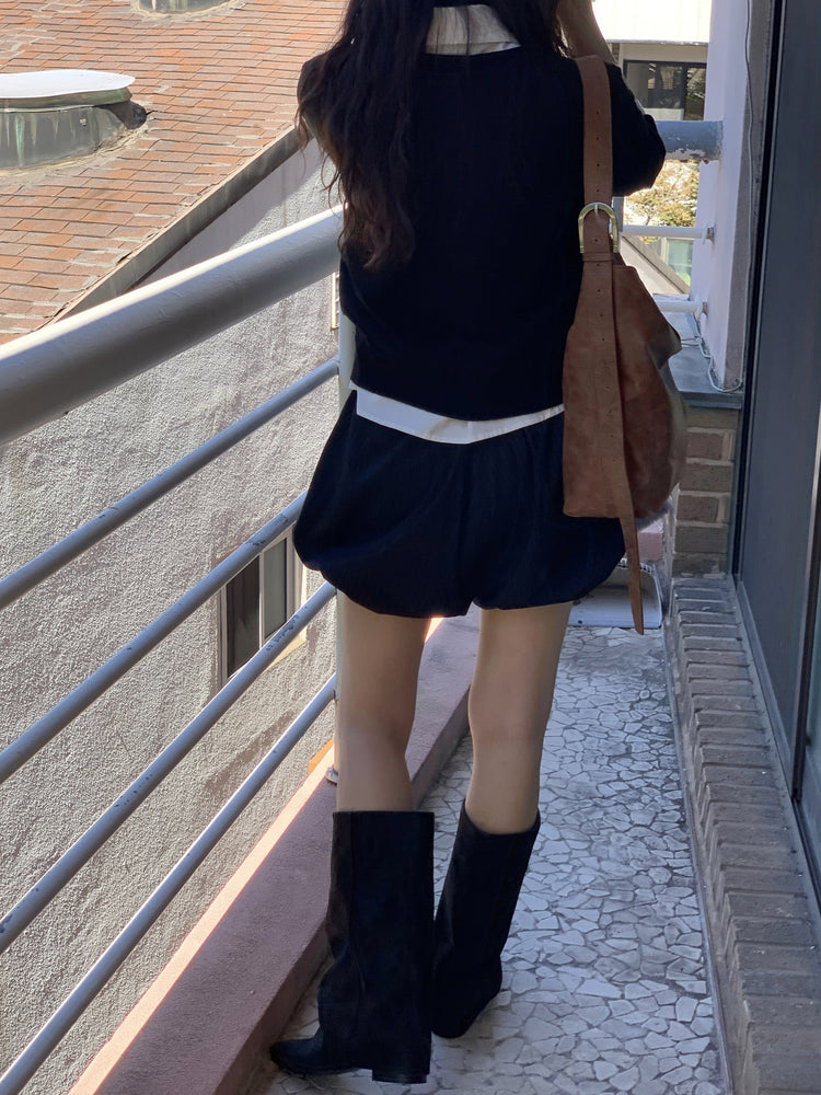 基礎圓領排鈕針織外套