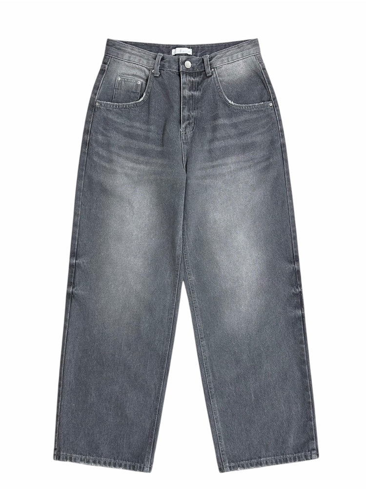 復古美刷色細節隨性牛仔褲