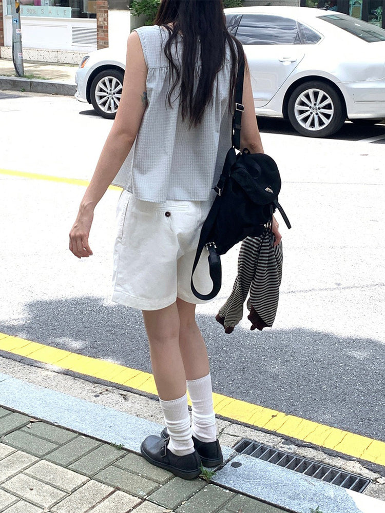 標籤細節寬鬆休閒短褲