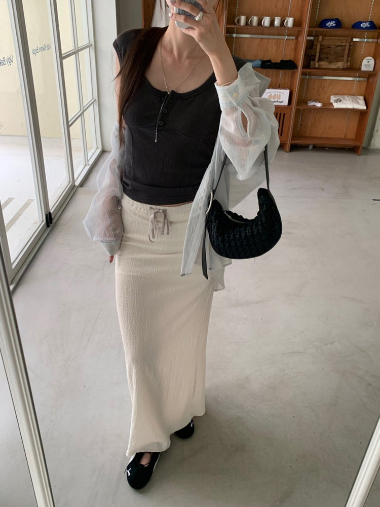 U領胸線排鈕上衣