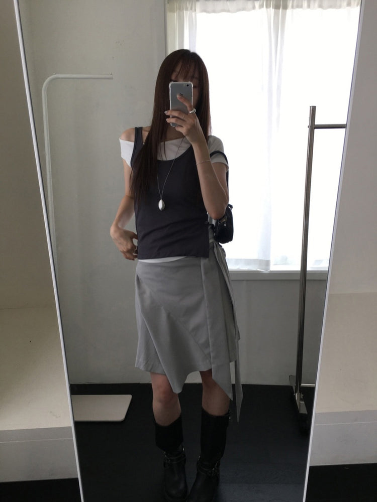 側露肩美色修身上衣