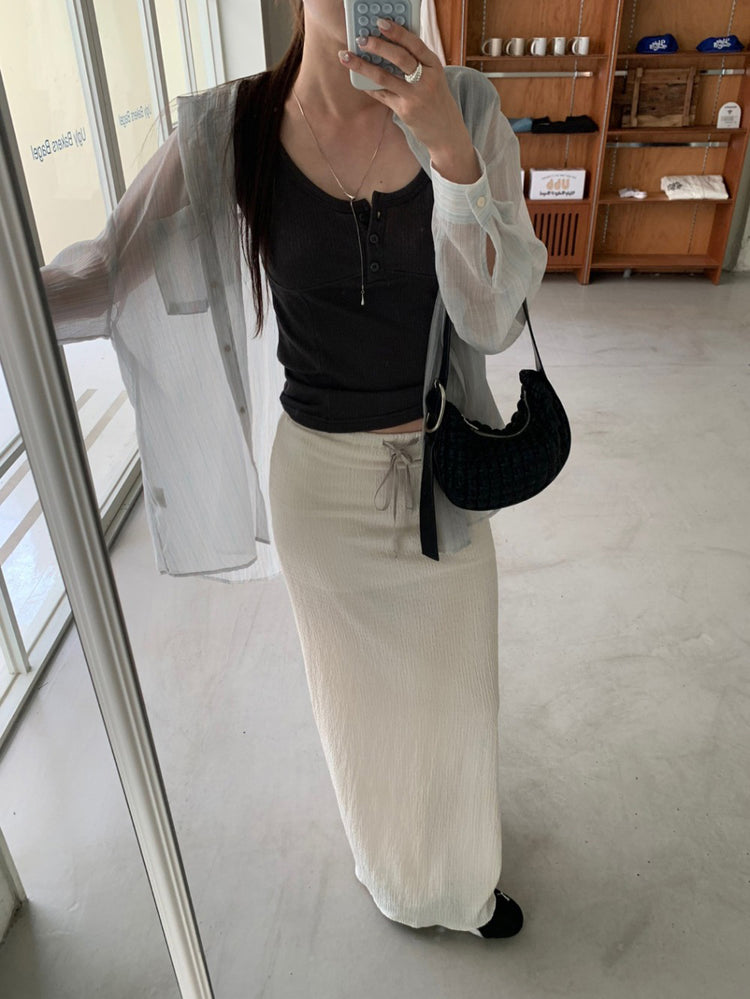 微透條紋細節寬鬆襯衫