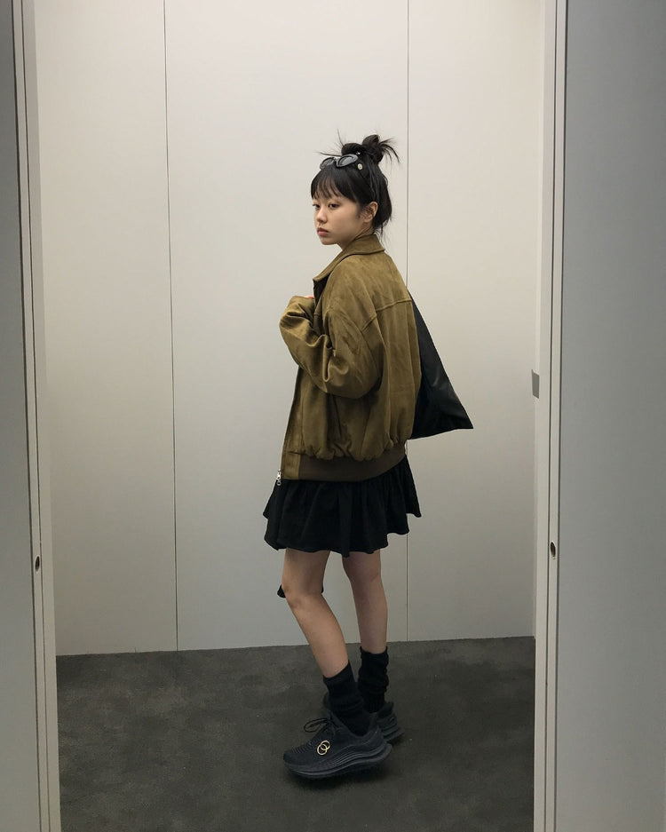 麂皮絨翻領壓線細節外套