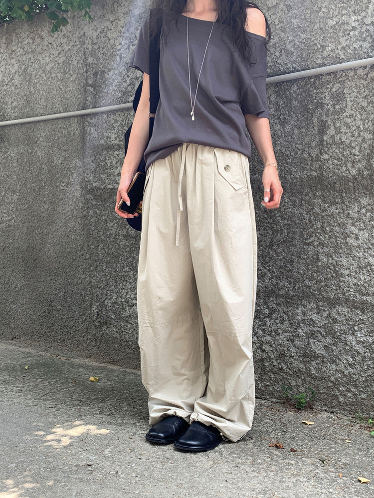 斜肩休閒寬鬆上衣