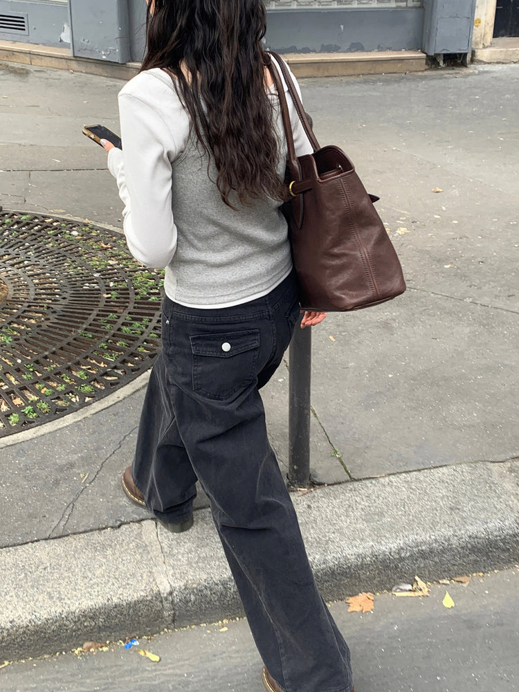 暗扣胸線細節背心