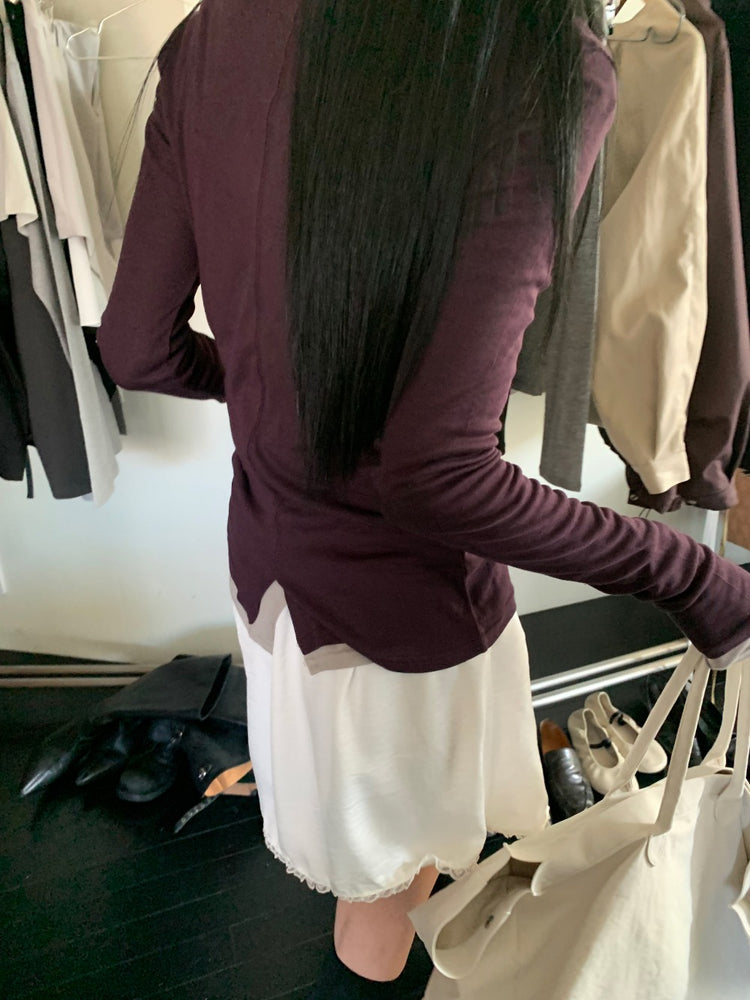 微透美色後開叉上衣