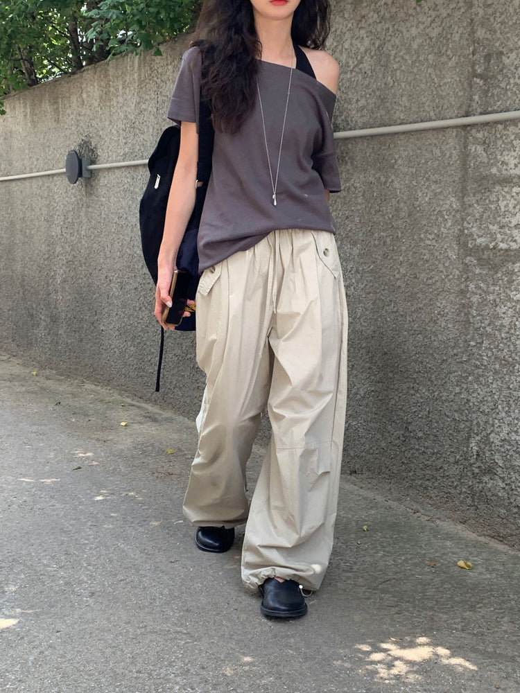 斜肩休閒寬鬆上衣