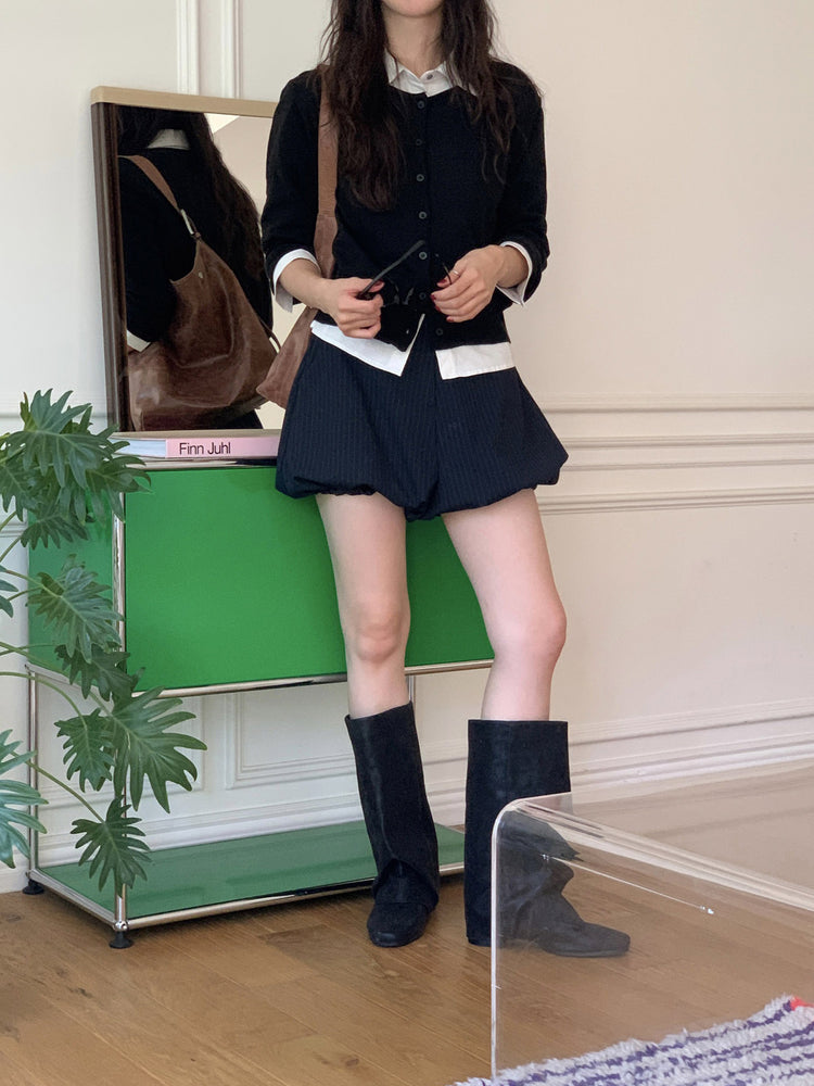 基礎圓領排鈕針織外套