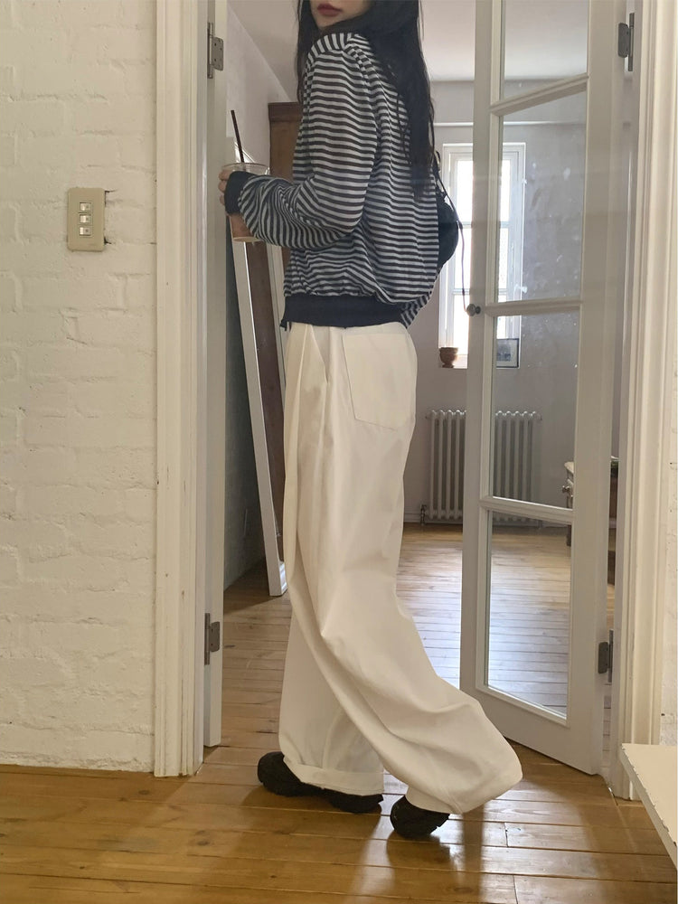 微透條紋排鈕針織外套