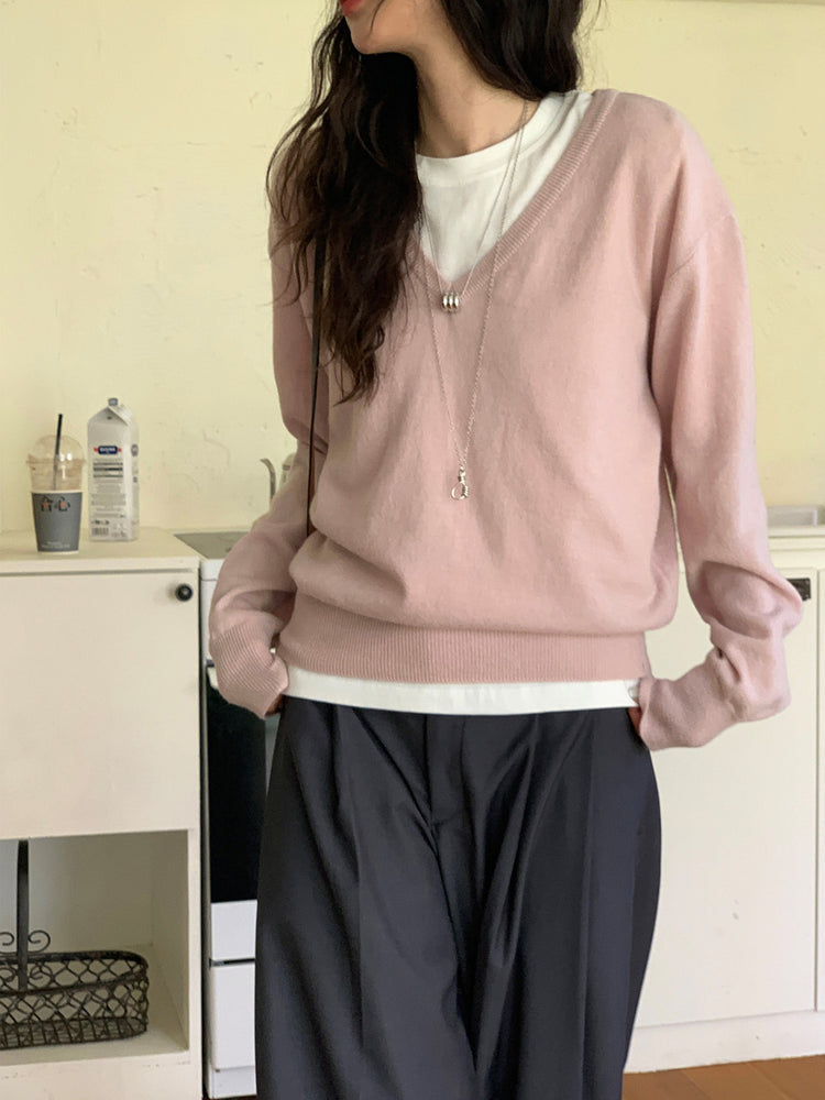 羊毛基礎束口針織上衣