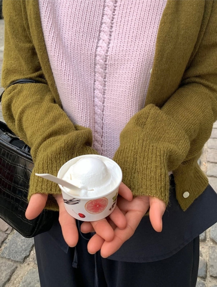 Mohair美色V領針織外套