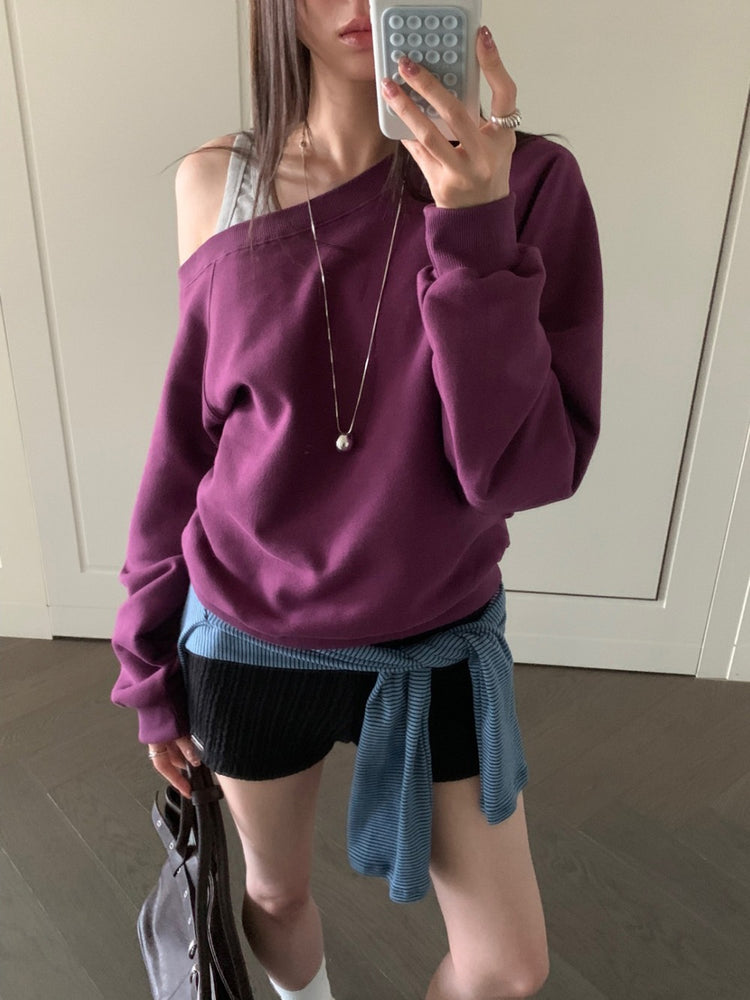 美色露肩細節衛衣