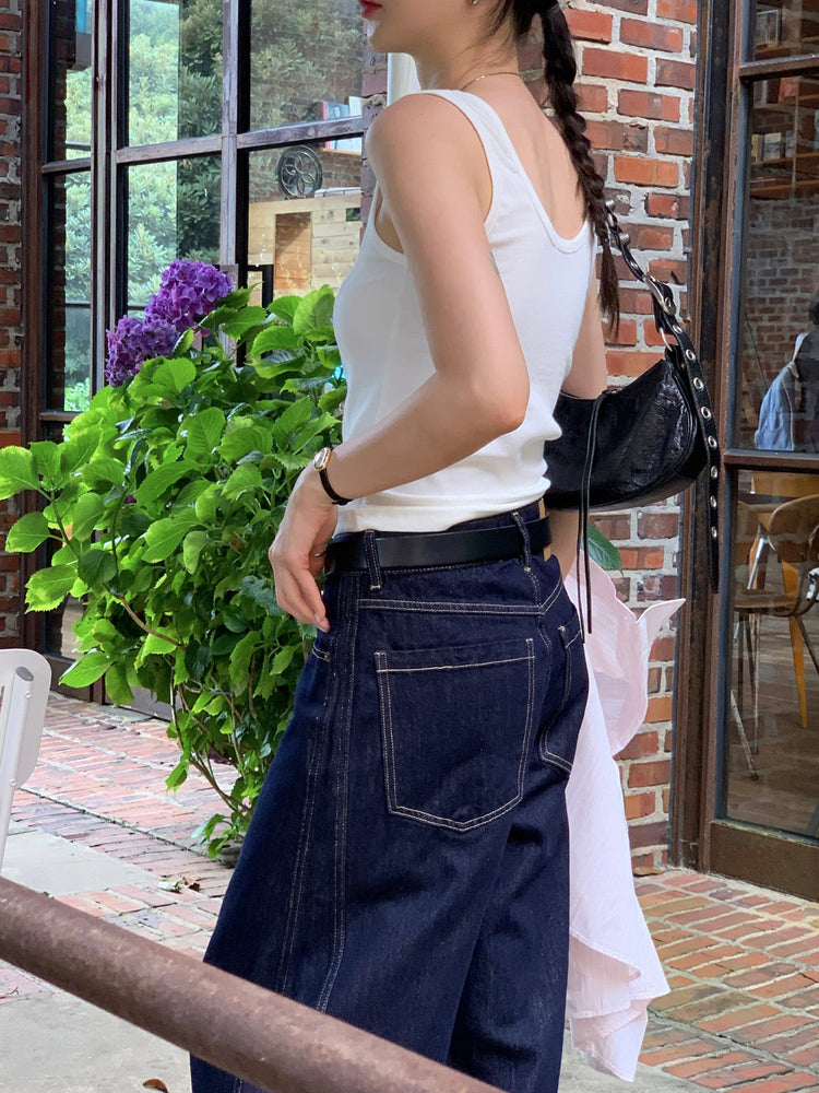 U領鉤扣細節背心