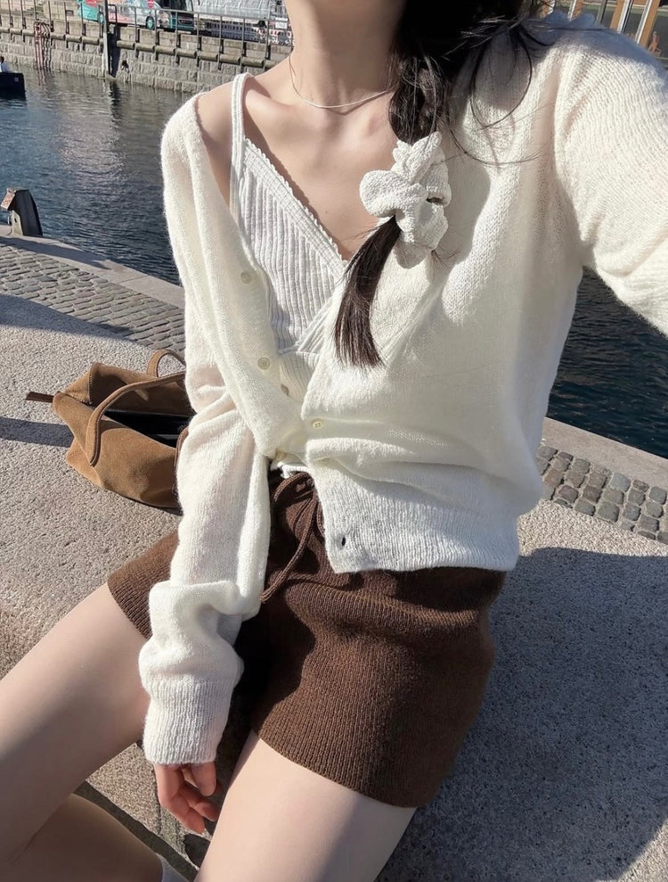 Mohair美色V領針織外套