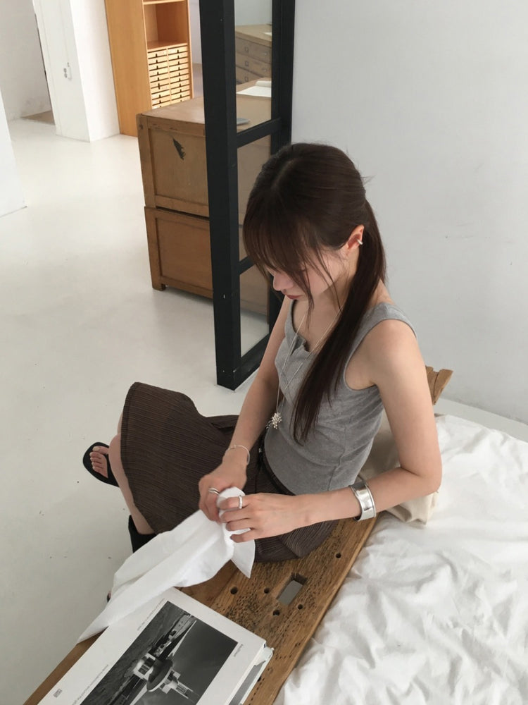 U領排鈕修身背心