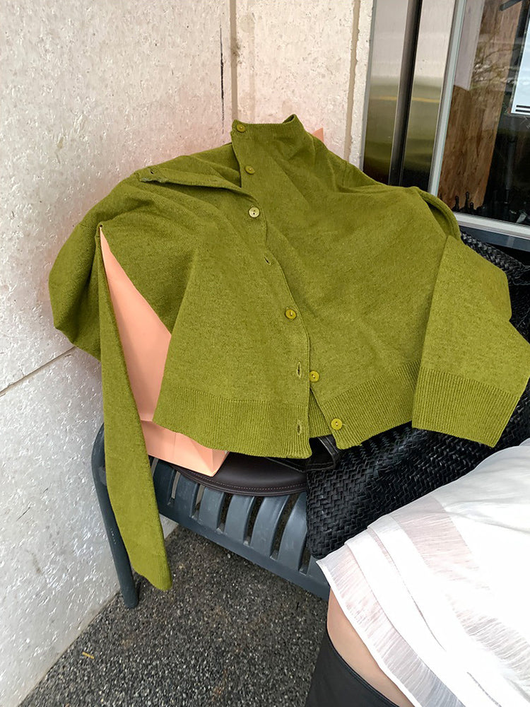 V領層次感排鈕修腰連身裙