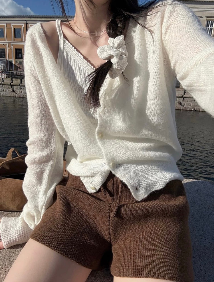 Mohair美色V領針織外套