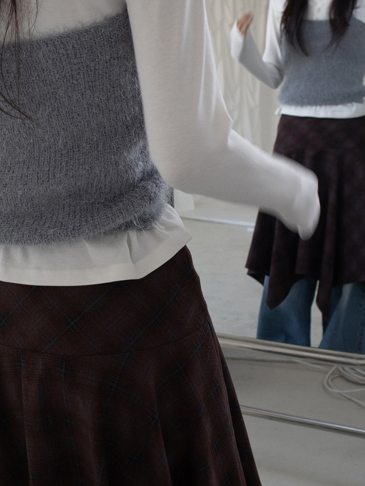 格紋不規則下擺半裙