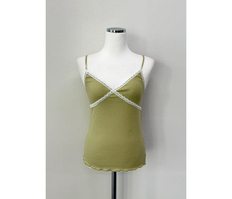 蕾絲邊可調節細節背心