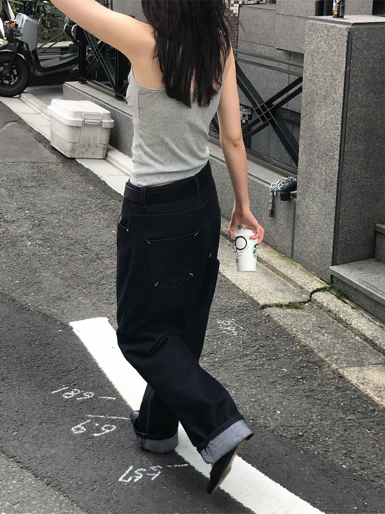 口袋明線細節牛仔褲