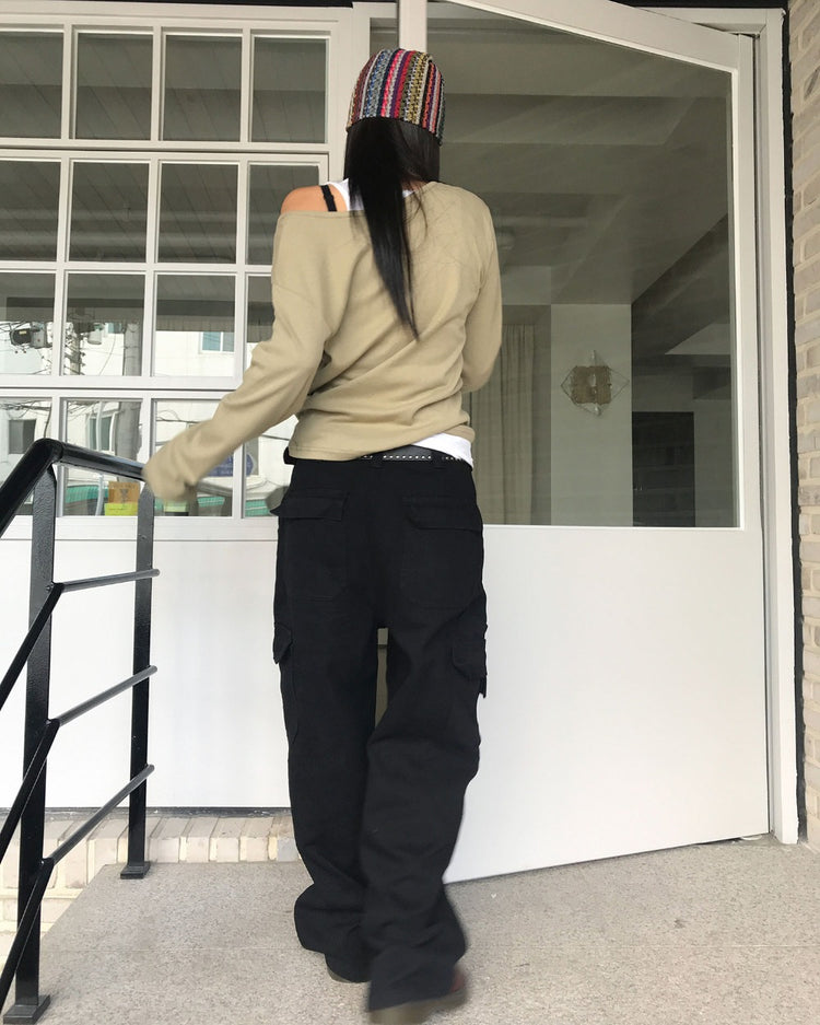 復古條紋撞色針織帽