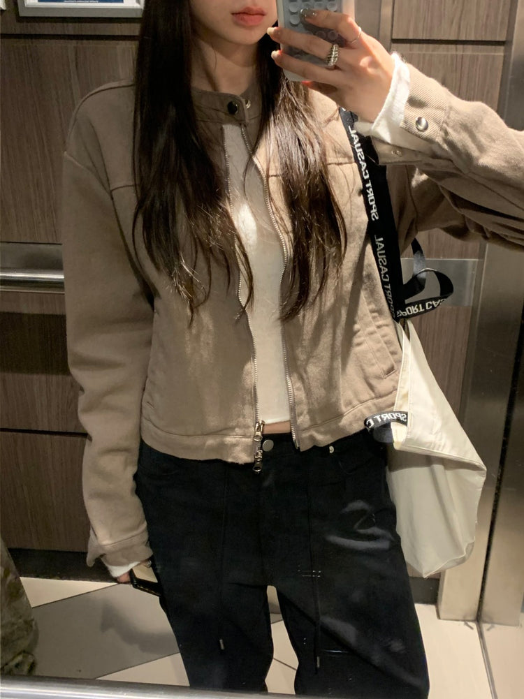 復古洗舊企領細節外套