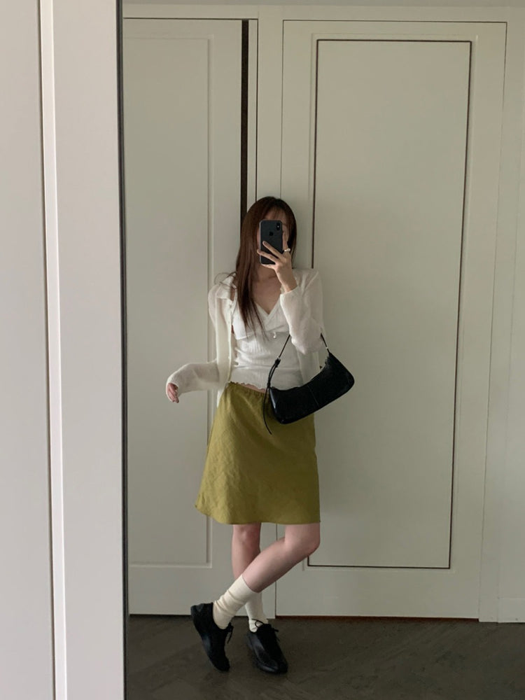 微光澤暗紋理短裙