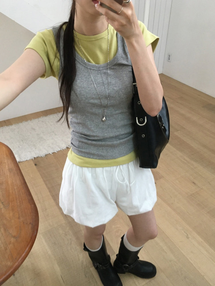 美色U領修身背心