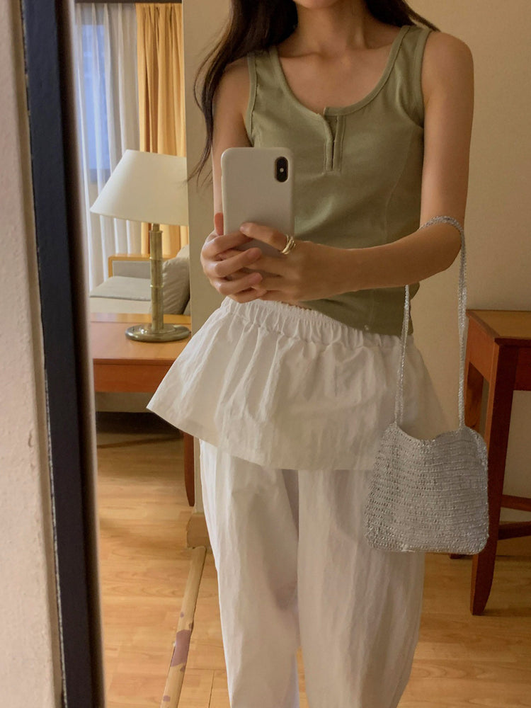 U領鉤扣細節背心