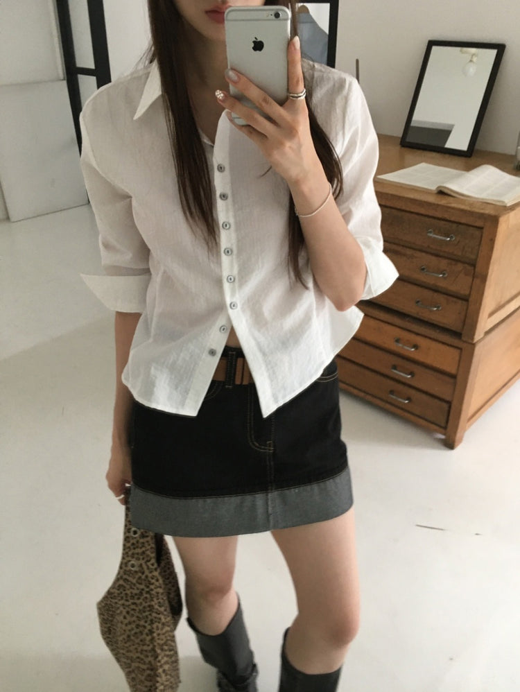 天絲馬甲壓線修腰襯衫