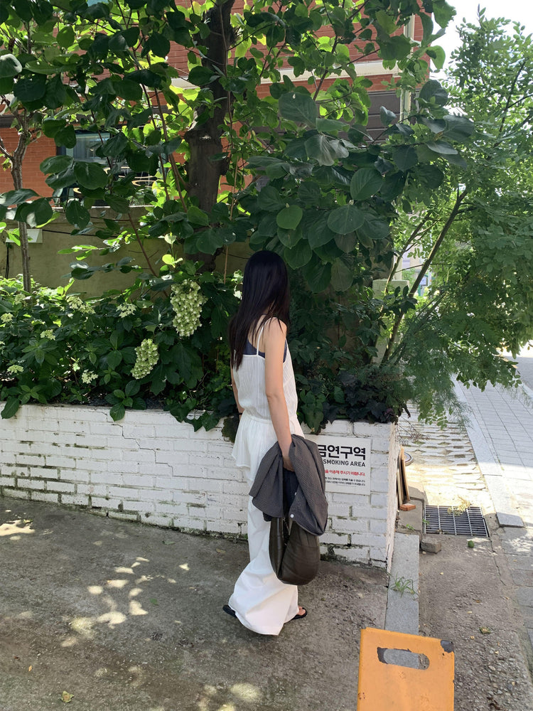 側單壓褶細節廓形褲