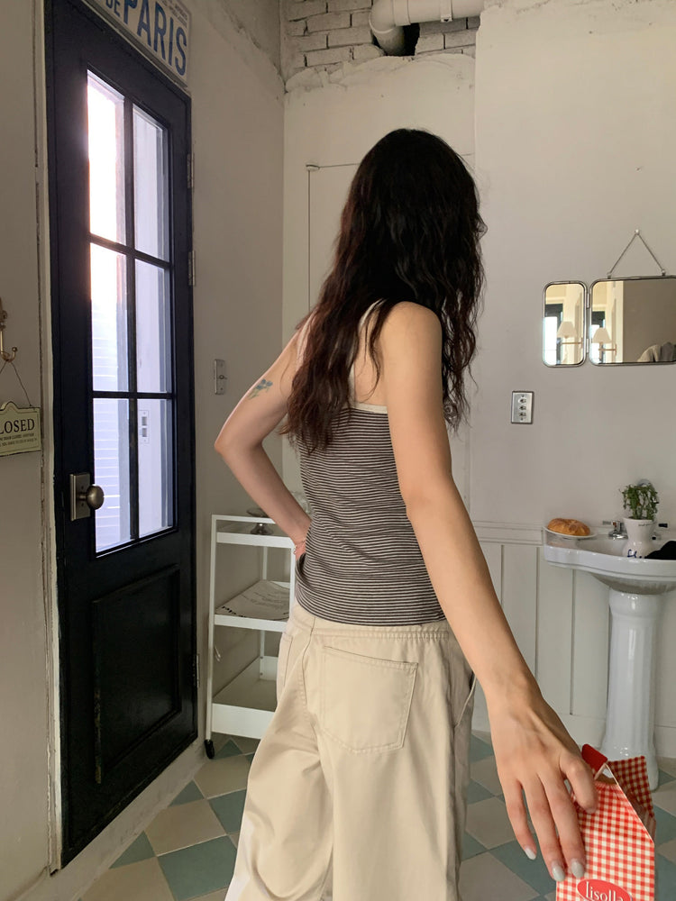 條紋撞色基礎背心