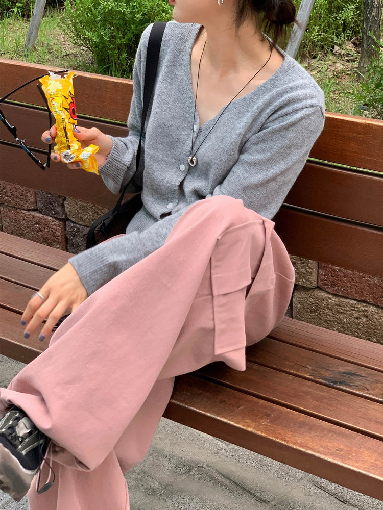 經典羊毛V領排鈕針織外套