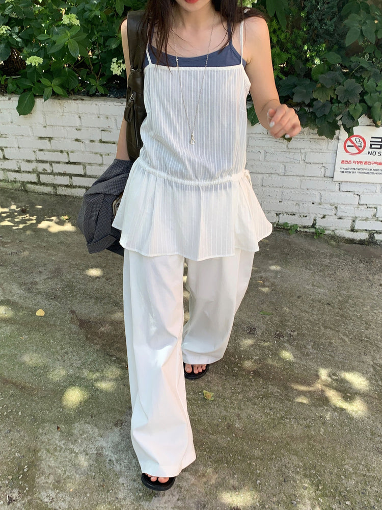 側單壓褶細節廓形褲