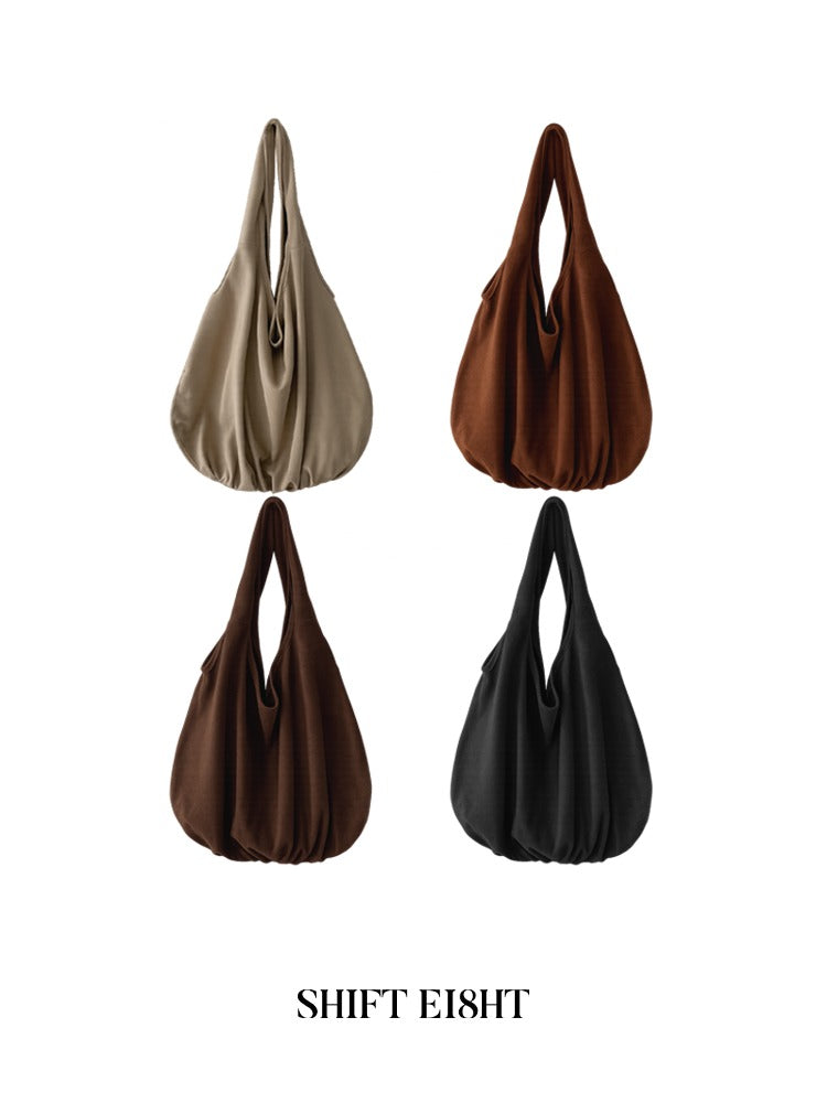 麂皮絨抓皺細節hobo bag(附小袋)