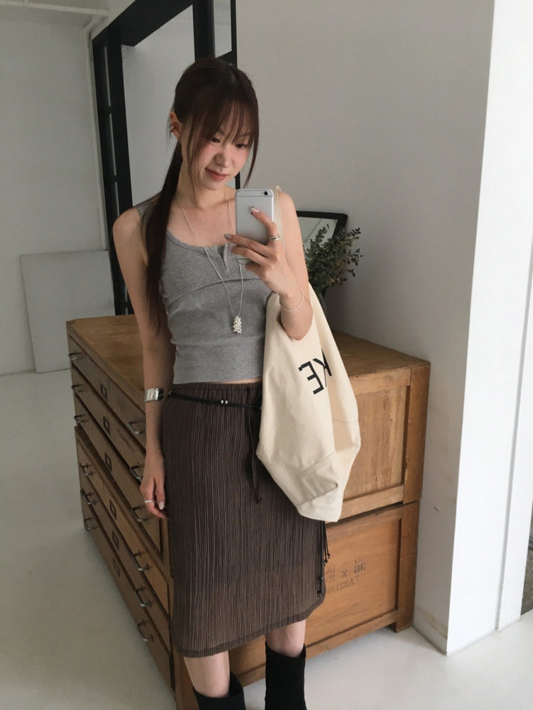 U領排鈕修身背心