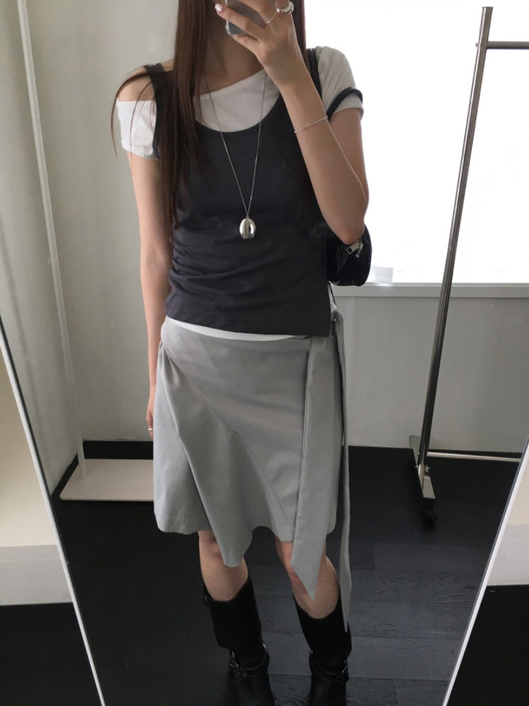 側露肩美色修身上衣