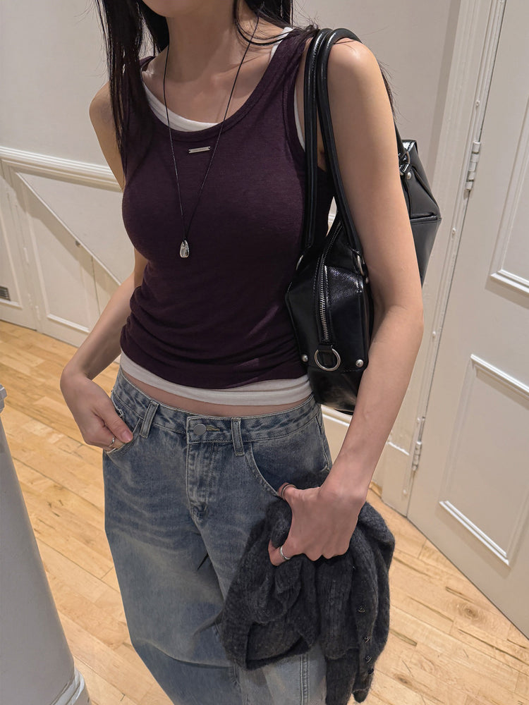 天絲美色銀標微透膚背心