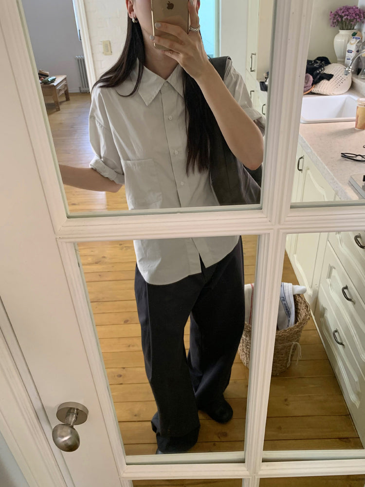 側單壓褶細節廓形褲