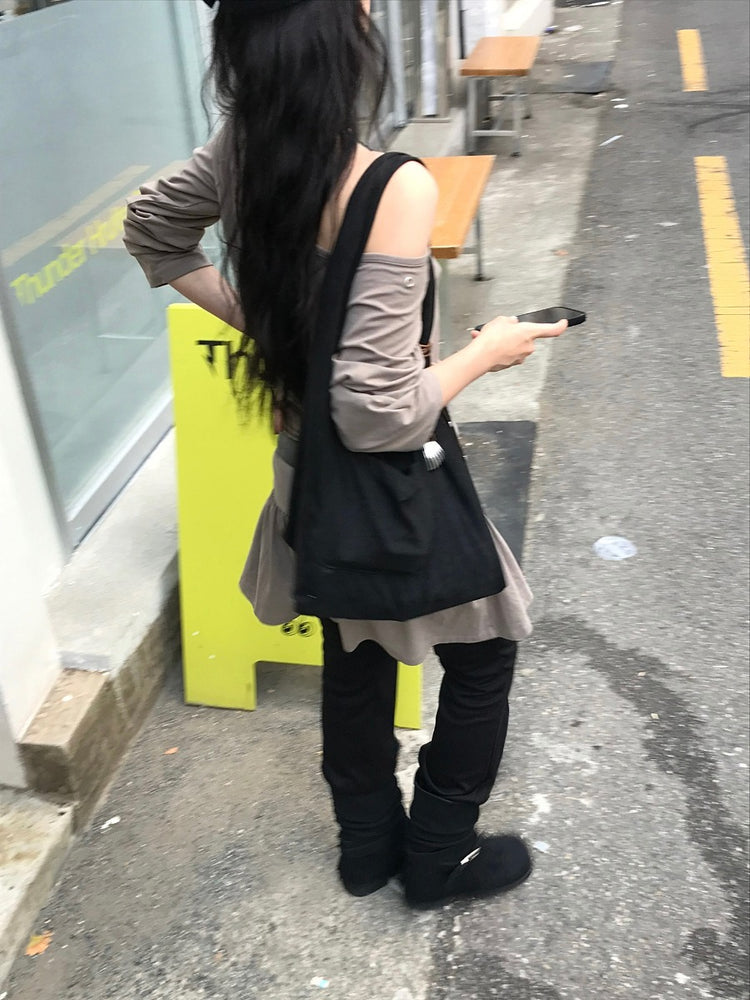 鉚釘扣細節美肩抓皺修腰連身裙