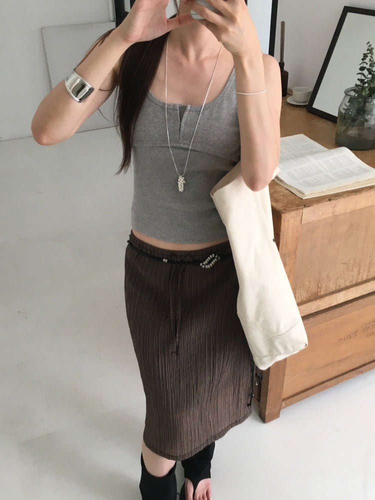 U領排鈕修身背心
