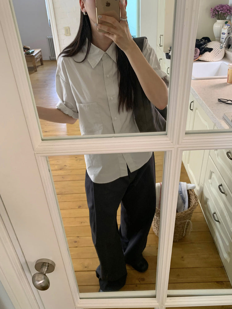 側單壓褶細節廓形褲