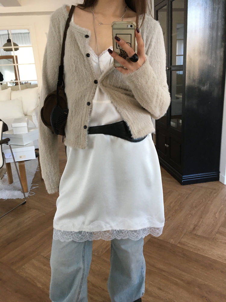 霧光蕾絲邊連身裙