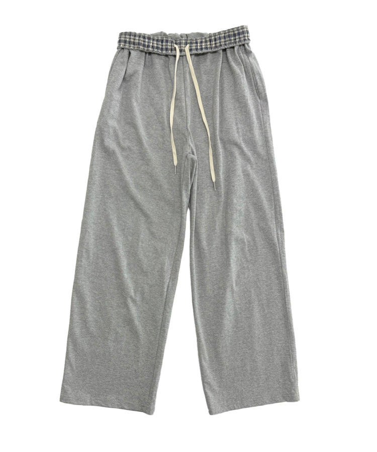 格紋反著腰頭細節棉褲