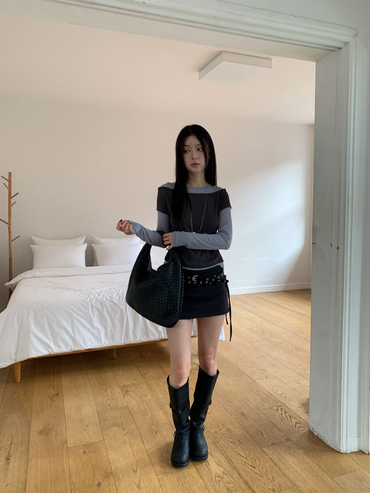 撞色層次感兩件式上衣