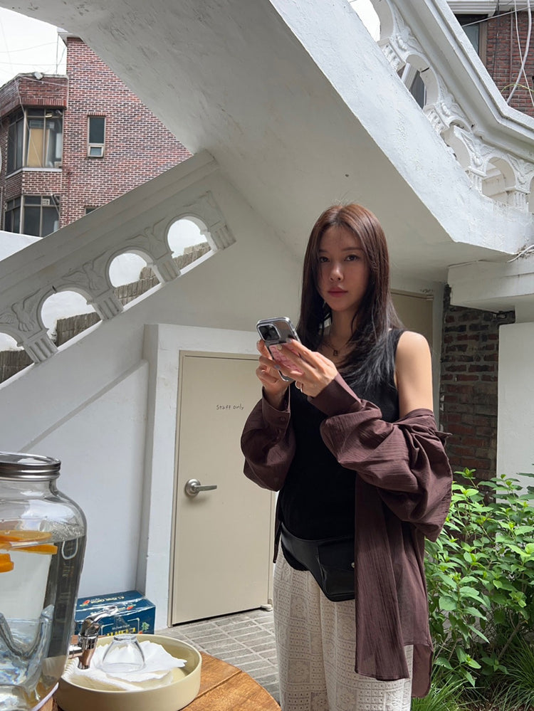 高質微透紋理寬鬆襯衫