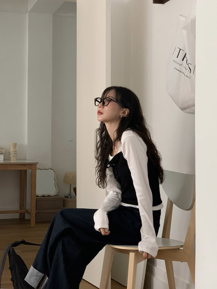 前後兩穿基礎圓領上衣